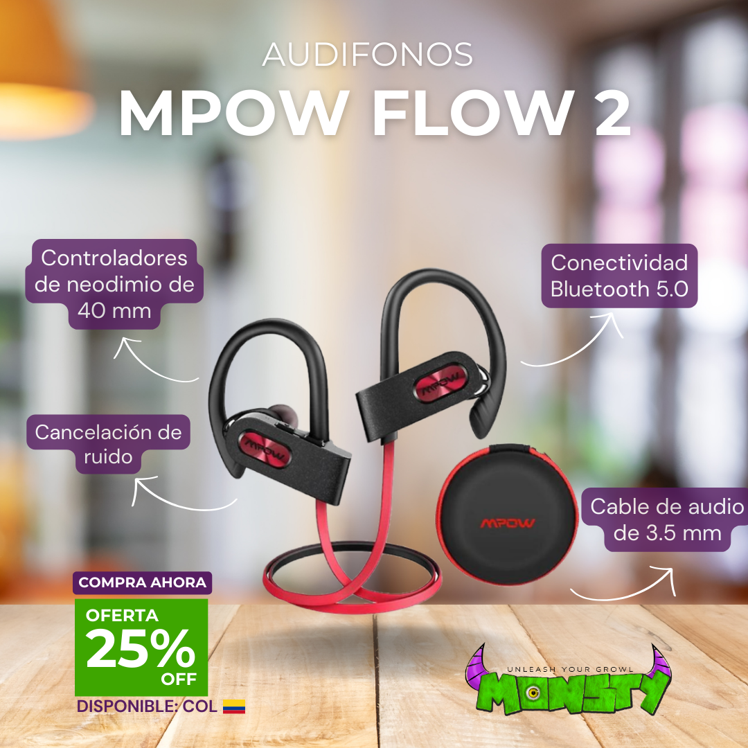 Audifonos bluetooth deportivos Mpow Flow Resistentes al agua IPX7