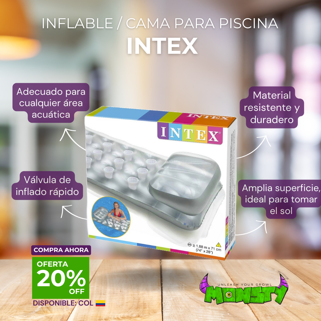 Inflable Piscina INTEX bronceador cama transparente alta calidad