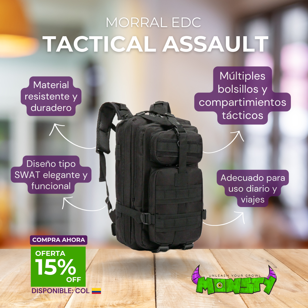 Morral tactico EDC maleta tipo swat color negro