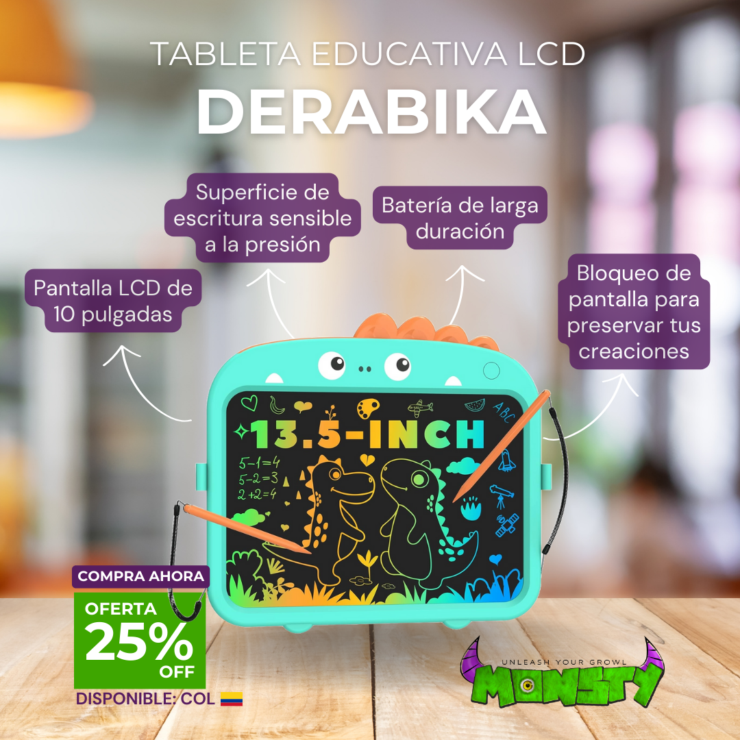 Tableta 13.5 pulgadas LCD DERABIKA escritura y dibujo niños adultos Dinosaurio