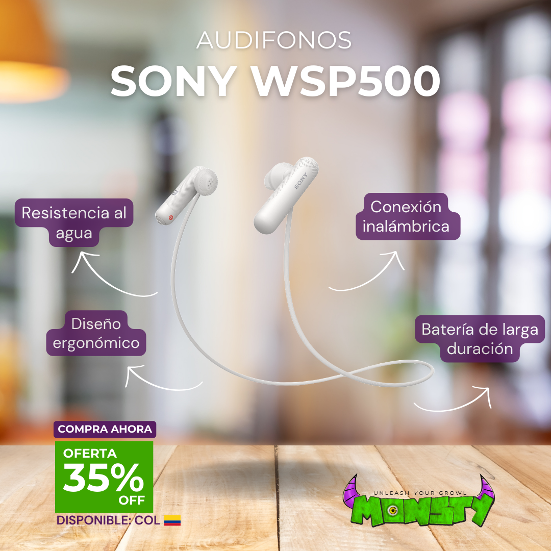 Audifonos deportivos SONY WI-SP500 resistentes al agua blancos