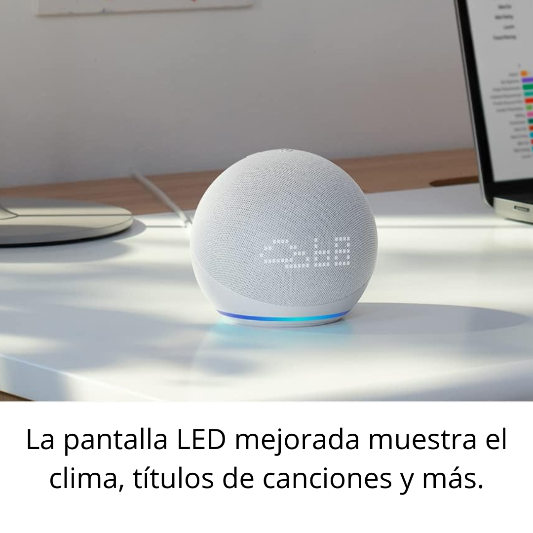 Hub inteligente Alexa Echo Dot Reloj (5a generación) +1 Bombillo LED inteligente