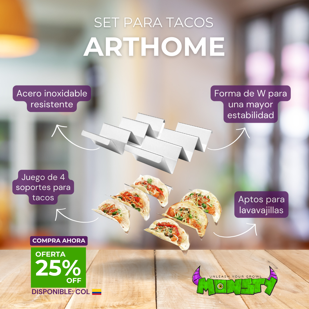 Soporte para tacos ARTHOME forma de W x4 tacos hogar cocina mexicana estilo