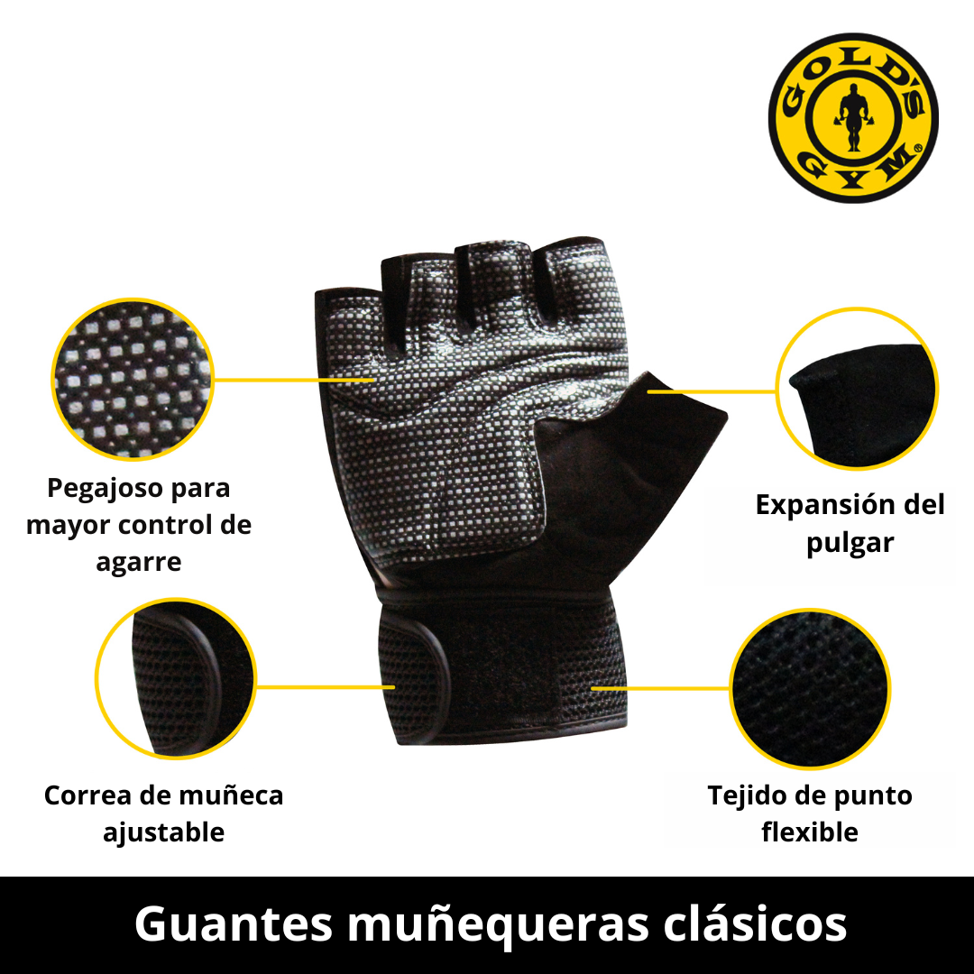 Guantes entrenamiento GOLDs GYM originales con protector de muñeca